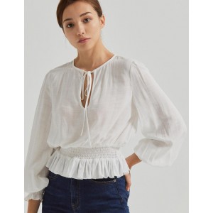 下擺荷葉縮腰上衣 下擺荷葉縮腰上衣