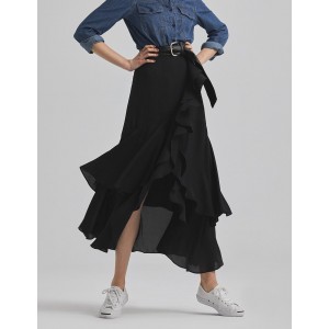 雪紡荷葉開岔長裙