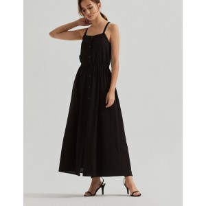 肩帶前開釦洋裝