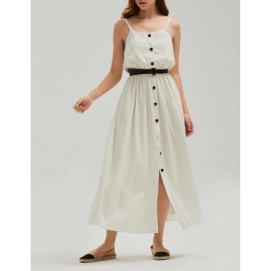 肩帶前開釦洋裝