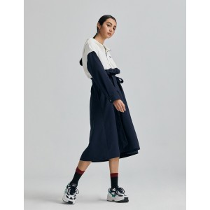 拼接落肩綁帶洋裝