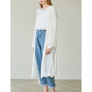 連帽綁帶長版罩衫洋裝