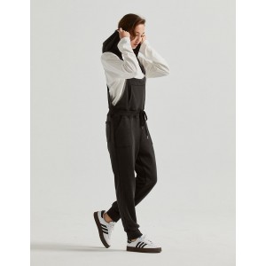 窄管抽繩束口吊帶褲