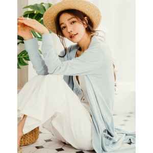 針織緹花長版罩衫