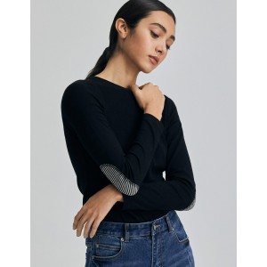 圓領條紋補丁上衣 圓領條紋補丁上衣